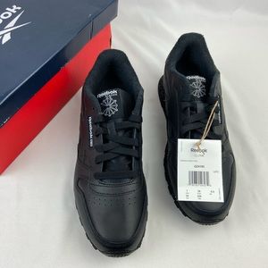 Reebok Classic Leather Boys/Men’s Black Running Shoes Size USA 7